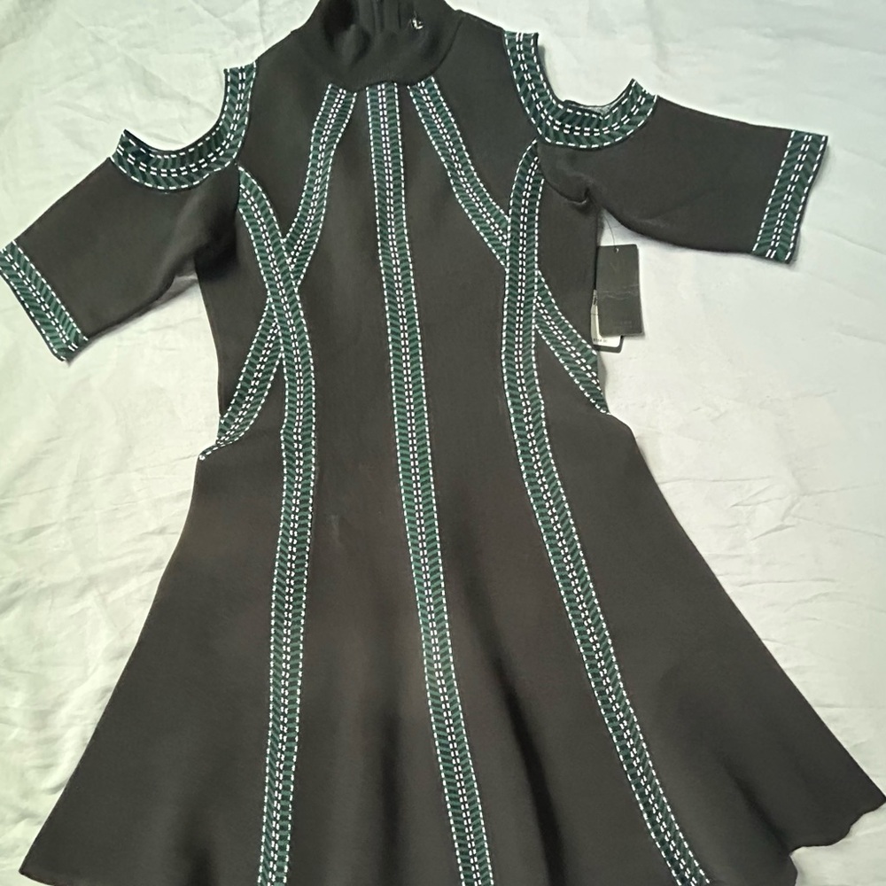 Guess Black and Green Fit and Flare Mini Dress
